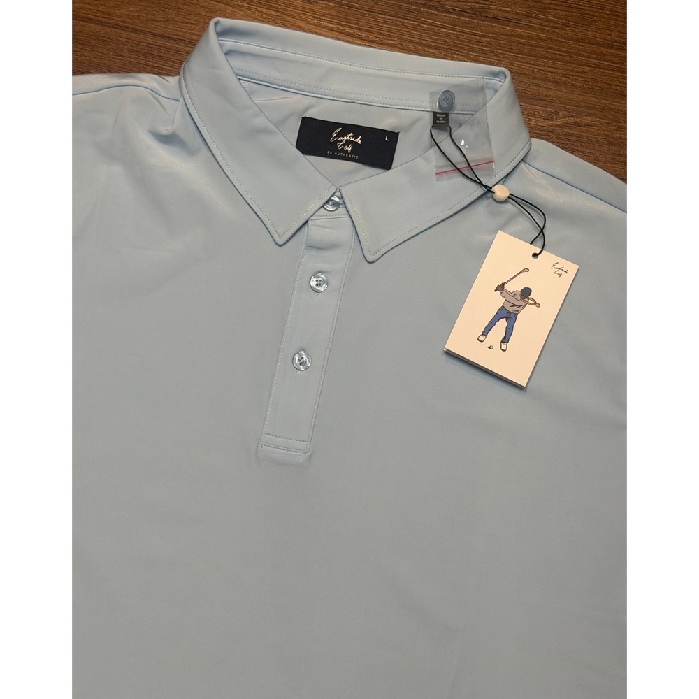 Eastside Golf Mens Performance Golf Polo Shirt Light Blue Stretch Size L
